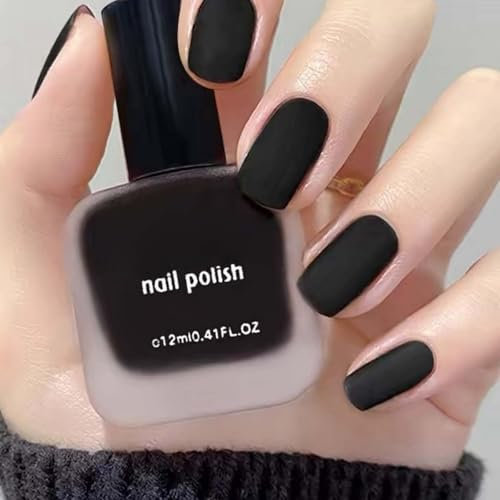 Quick-Drying Matte Black Nail Polish, No UV Curing Needed - Ideal for DIY Manicure at Home, Women's Must-Have