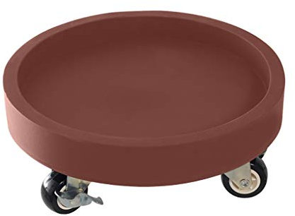 Plateau rond à roulettes pour pot de fleurs en plastique avec chariot et soucoupe Marron 20 x 50 cm