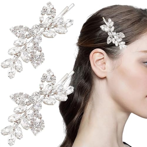 WUSJCOF Lot de 2 Bijoux Cheveux Mariage - Accessoire avec Perles et Cristaux, Barrette Cheveux, Bijoux de Tête pour Femmes et Filles