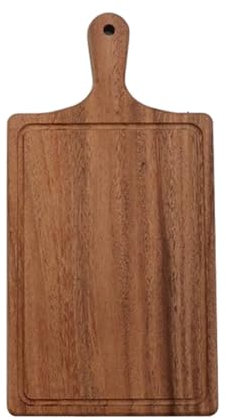 Tabla De Carnicero Con Mango, Tabla De Madera Para Charcutería, Ideal Para Pan, Carne, Frutas, Queso Y Para Servir. Tabla De Cortar De Madera De Ébano Para Picar En La Cocina (Marrón: 18 X 35 Cm, Mar