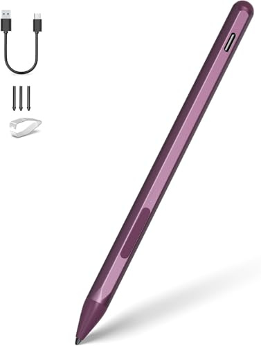 Stylet pour Surface Pro 12-4/X, Go 4-1, Book/Laptop/Studio/Duo, Rouge | 4096 niveaux de pression, MPP 2.0 pour HP/ASUS/Dell/Kobo, rejet de paume, inclinaison, stockage magnétique