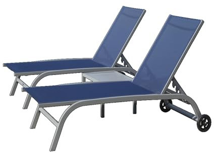 ZATTYDV Sedia a Sdraio da Esterno con Ruote – Schienale Regolabile in 5 Posizioni, Telaio in Alluminio Resistente e Design impilabile per Il Relax a Bordo Piscina, in s