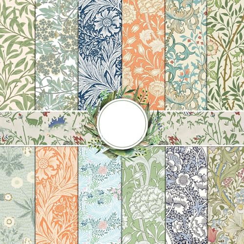 Scrapbook Papier Doppelseitiges Bastelpapier, 24 Blatt 11.8*11.8 zoll, B | Grün Vintage Kartenpapier Dekorpapier Block für DIY Kunsthandwerk Scrapbook Tagebuch Geschenkkarten