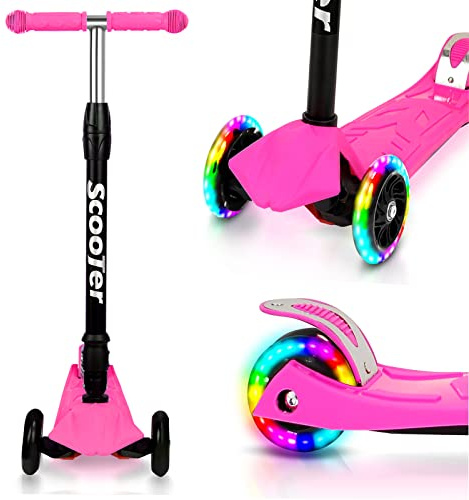 Jaxguom Roller Kinder Kinderroller Faltbarer Cityroller Höhenverstellbar mit Big Wheel Räder & Tragegurt Roller Kinder Jahre