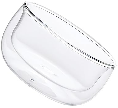 Warmhm Double-Layer Heat-Resistant Glass Bowl Anti-Scalding Dessert Bowl for Food Storage for Serving Salad and Snacks
