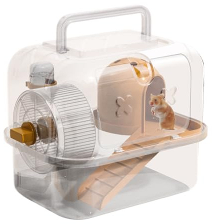 Hamster Transportbox Hamster Tragekäfig Mit Wasserflasche tragbaren Kleintiere Reisebox Tragekäfig Kunststoff Kleintierkäfig Tragetasche Mit Rad Zum Schiebe Für Rennmäuse, Mäuse, Zwerghamster