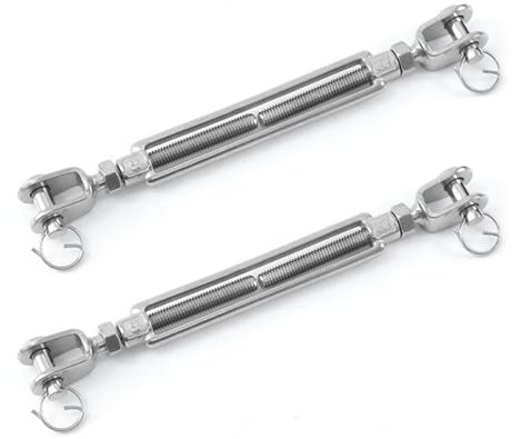 2 paquetes de tensores M10 (mandíbula, alta resistencia, acero 304) para tractores, toldos, cables exteriores, casas en árboles