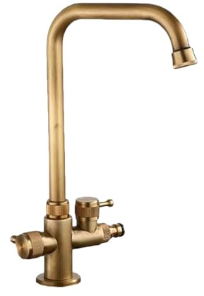 Antiker Kaltwasserhahn, 360° drehbar, Gartenhahn, Frostschutzschlauch, Splitter, Doppelgriff-Design für effiziente Wasserverteilung