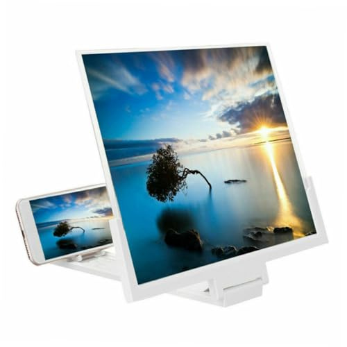 Happyyami Phone Screen Magnifier with Folding Stand HD Video Amplifier for All Smartphones Design for Home Office and Elderly Viewing White