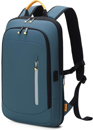 Lekespring Laptop Backpack for Men, 17.3 Inch Slim Business Travel Rucksack | with USB Charging Port, Expandable Water-resistant Lightweight Computer Bag, Light Blue