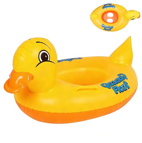 Baby simring, gul anka, simring, uppblåsbar, simhjälpmedel med simstol, flytleksak, sommarpool, vatten, utomhusleksak, simstol, flytande baby i 6 månader