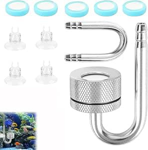 Foonary CO2 Diffusor Aquarium, CO2 Diffusor, Aquarium Zerstäuber, Mit Saugnäpfen und U-Rohr, Aquarium Anlage, Praktisches Zubehör für Aquarien für Süßwasserfische und Wasserpflanzen