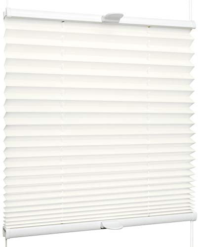 SchattenFreude Klemmfix-Plissee für Fenster | Mit Klemm-Haltern | Ohne Bohren | Naturweiß, Breite: 65cm x Höhe: 130cm