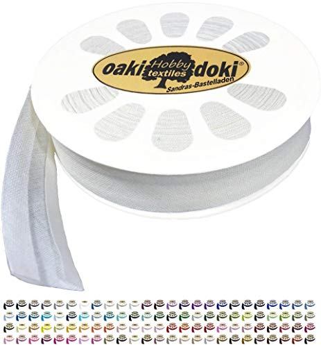 Sandras-Bastelladen 20m Schrägband/Einfassband Baumwolle Uni gefalzt Breite 20mm 089-Creme