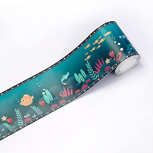 Papel pintado autoadhesivo para decoración de pared, papel de pared, borde autoadhesivo, revestimiento de pared, borde de PVC, para decoración del hogar, sala de clases o sala de juegos, fondo marino