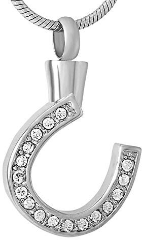 KBFDWEC Crystal Der Steigbügel Edelstahl Memorial Urne Schmuck Halten Asche Andenken Feuerbestattung Anhänger Für Frauen/Männer