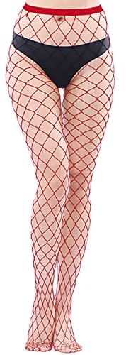 Adove coloured Fishnet Tights Womens High Waist Sexy Elasticity Fish Net Stockings Red, One Size (YW135)