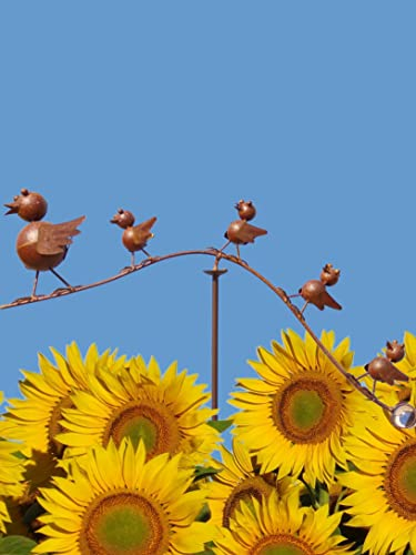 POMMERNTRAUM ® | Windspiel Garten Vogelwippe Gartenpendel Gartenwippe Unruhe Gartendekoration ** verrückte Vögel ** (Familie Piepmatz)