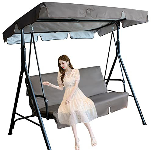 Swing Canopy Replacement 3 Seater, Patio Swing With Canopy & Replacement Swing Seat,Waterproof Top Cover Set Swing Chair Awning Glider Swing Cover Porch Swing Cover