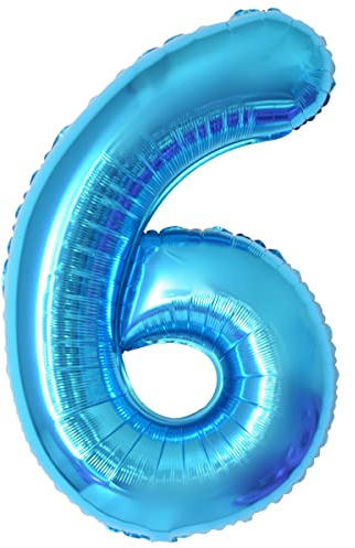 Geburtstag zahlen luftballon 6 jahre | Folienballon Kindergeburtstag Deko 6 XXL Blau-Riesen Folienballon in 40 - 101cm Geburtstagsdeko - Ballon Zahl Deko zum Geburtstag - fliegt mit Helium