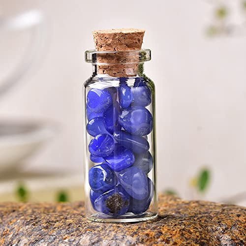 1 bottiglia di cristallo naturale di vetro dei desideri decorazione della casa pietra naturale lucidata pietre bottiglia regali di compleanno, agata blu, 80 x 22 mm