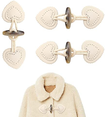 Knebelknöpfe, Knebelknöpfe mit Verschluss, Nähknöpfe Ersatzknöpfe, Leder Knebelknopf Knebelknöpfe für Jacken Mantel für DIY Handwerk Kleidung Nähen Dekoration Zubehör, 3 Paar (Weiß)