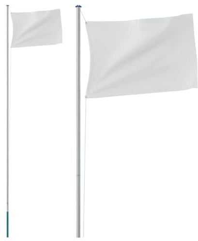 vidaXL Mástil de Bandera Modular, Asta de Bandera Regulable, Mástil con Cuerda y Anillas, Palo de Bandera para Jardín, Aluminio Plateado 6,08 m