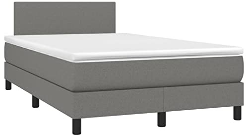 vidaXL Boxspringbett mit Matratze Polsterbett Doppelbett Bett Hotelbett Schlafzimmerbett Bettrahmen Bettgestell Lattenrost Dunkelgrau 120x200cm Stoff