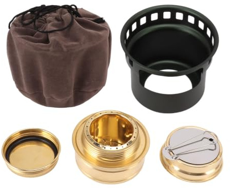 VBESTLIFE Alcohol Stove for Backpacking, Spirit Copper Windproof Portable Aluminium Alloy Alcohol Backpacking Stove for Camping Picnic (Blackish Green)