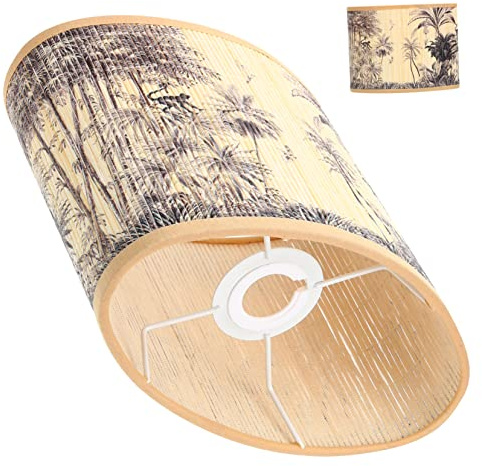 OSALADI Bamboo Lampshade Lamp Shade Oval Pendant Light Shade Chandelier Shade Bedside Table s Cover Small Rattan Chandelier Accessory Desk Basket E14 Bamboo Weaving