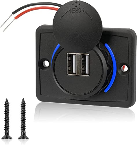 Car Usb Charger, 3.1A Car Dual USB Charger, 12-24V Waterproof Charging Panel, 2 Port USB Charging Socket Charging Panel, for Motorcycles, Marine, Trucks, RV (1PCS)