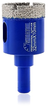 SHDIATOOL Diamond Drill Bits 32mm,Core Bits with Round Shank Hole Saw Cutter for Porcelain Tile Marble Ceramic Granite,Dry Wetting Drilling