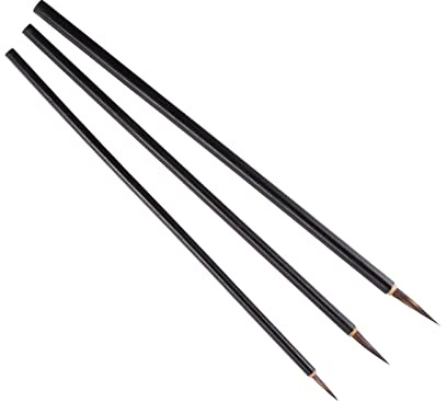 PATIKIL Chino Caligrafía Pinceles, 3 Paquete Acuarela Tinta Pintura Escritura Pincel Dibujo Arte Sumi -e Cepillo Madera Mango para Principiantes, 3 Tamaño Incluido, Negro