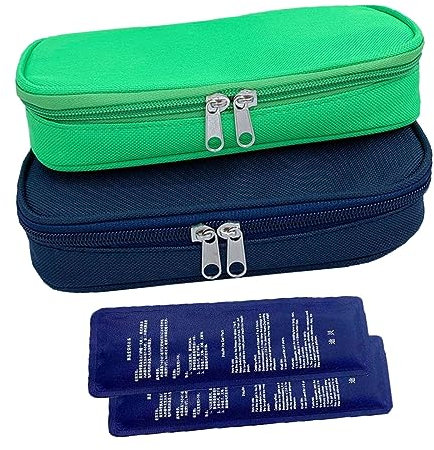 RIJPEX Borsa Termica per Mantenere L'insulina E Medicinali Borsa per Diabetici da Viaggio 2 Impacchi di Ghiaccio Riutilizzabili per Il Trasporto di Diabetici Isolata per Farmaci (Color : Blue)