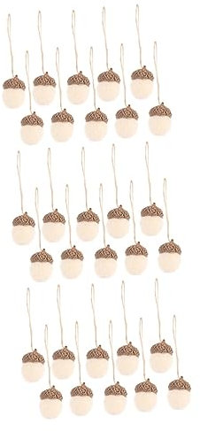 Garneck 30 Stk Eichel-bündel Aus Filz Weihnachtliche Ornamente Thanksgiving Filz Eichel Gefilzte Wollverzierungen Weihnachts-filzkugelbommel Weihnachtsbommel Seil Gefühlt Kleiner Baum Weiß