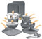 Kitchen Academy 17 Piece Non-Stick Pots and Pans Set, Induction Pan Set, Granite Non-Stick Saucepan Set, Grey
