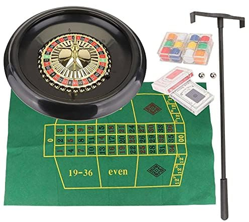 Mutiwill 16 Luxury Roulette Wheel Game Set - Complete Roulette Game Set With Felt, Rake, Playing Cloth, Balls, Chips, Playing Cards