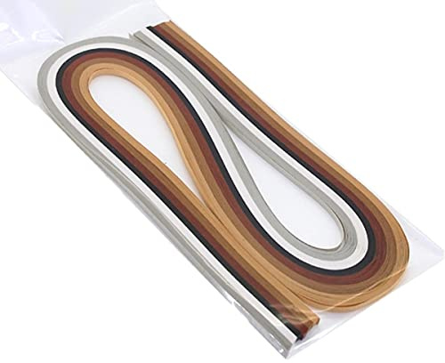 ODETOJOY Flerfärgat papper quilling remsor-set – 6 tonade färger – 53 cm längd – 10 mm bredd (0,39 tum) – gör-det-själv quilling remsor sortiment hantverk (brun)