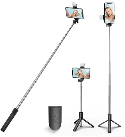 XIHAMA Palo selfie con trípode, trípode de teléfono portátil y mando a distancia inalámbrico, soporte para teléfono móvil compatible con iPhone, Samsung, Xiaomi y teléfonos inteligentes Android (negro