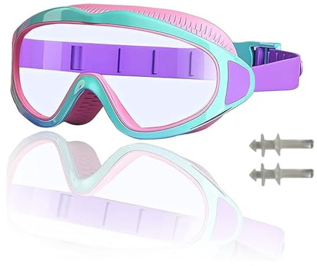 Wohlstand Lunettes de natation et de plongée pour enfants - Verres anti-buée, silicone imperméable - 4 à 12 ans