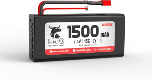 Hosim 2S 7,4 V Lipo Akku 1500 mAh 15C RC Lipo Batterien X16-1500 JST-XH-3P Stecker Kompatibel mit X16 X15 1/10 Scale Fahrzeuge RC Auto Trucks Truggy
