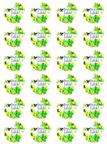 24 x Best of Luck Clover Edible Wafer or Icing Cupcake Topper Fun Celebration Party Cake Decorations Perfect For Brownies Cookies Muffins & More!… (Premium Icing Sheet)