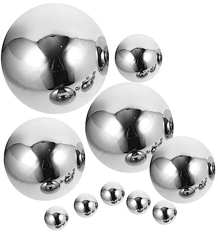 FUNOMOCYA 10 Stücke Garten Blickte Hohl Ornament Edelstahl Reflektierende Kugeln Für Außen Dekoration