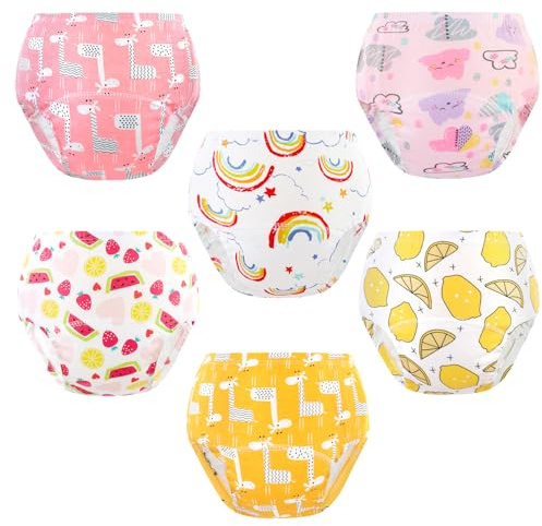 Nutyomi Potty Training Pants for Toddler Girls Baby 6 Packs Unisex Underwear Absorbent Lemon Watermelon Deer Pee Pants 2T-5T