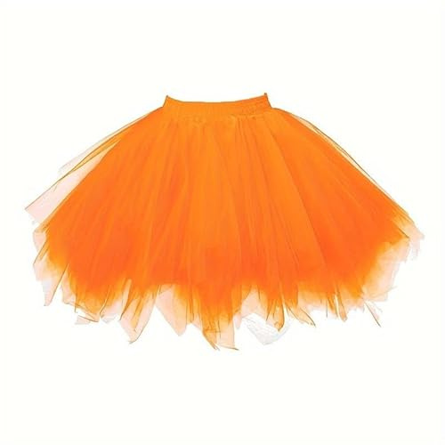 Boolavard 80er Jahre Tutu Rock für Erwachsene, mehrlagiger Tüll-Petticoat, Halloween-Tutu (DE/NL/SE/PL, Alphanumerisch, S, M, Regular, Regular, Orange)