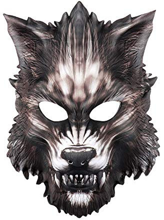HJHB1WL HHBWL1 Demi-masque de loup en EVA pour Halloween, carnaval, fête masquée, loup noir