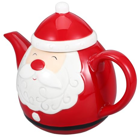 UTHCLO Ceramica Teiera Natale Babbo Natale Teiera Stile Festivo Per Ufficio e Sala Tè Accessorio Elegante Per Bevande Calde e Fredde