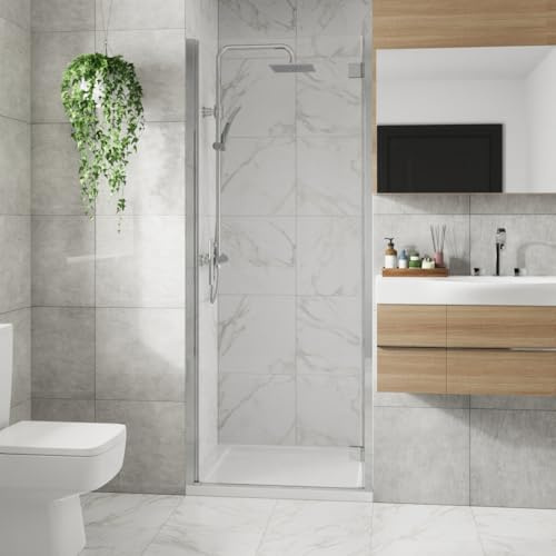 Blümme 800mm Bathroom Hinged Door Chrome Framed Shower Enclosures | Wetroom Shower Door, Shower Screen, Extra Tall 1900mm, Aluminum Profile, 6mm Safety Glass, Easy to Clean