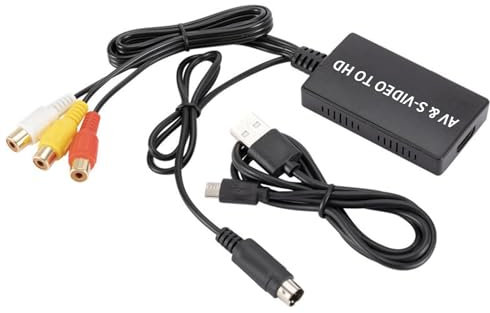 iFCOW Convertitore da AV a HDMI, adattatore da RCA a HDMI AV+ S- video a HDMI, supporta 1080p NTSC/PAL per PC, laptop, TV, lettori DVD