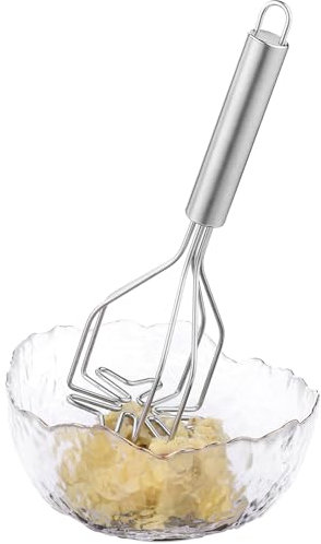 Navaris Machacador de Patatas de Acero Inoxidable - Aplastador de Patatas para Lavavajillas - Pisa Patatas Pure - Prensa Patatas Pure de Patatas Aceitunas Guacamole Habas Plátanos